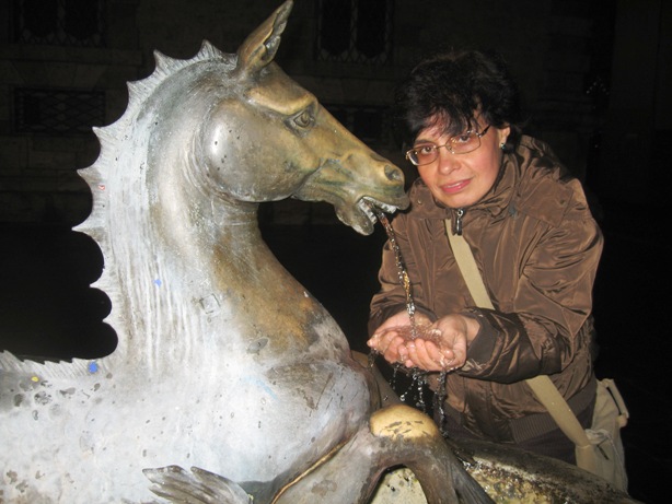 На площади Арринго, возле фонтанов с морскими конями