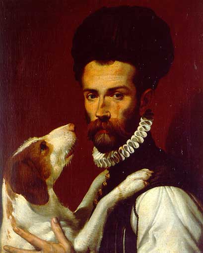 Бартоломео Пассеротти, Портрет мужчины с собакой (ок. 1585 г.) - Рим, Дворец Консерваторов