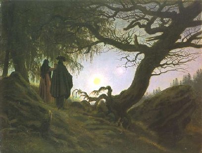 Каспар Давид Фридрих. Мужчина и женщина, созерцающие луну. 1824 г.