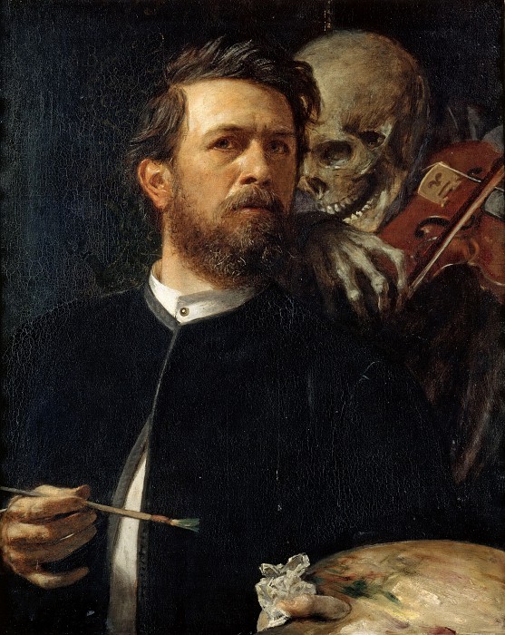 Арнольд Бёклин. Автопортрет со Смертью, играющей на скрипке. 1872 г.